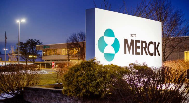 Merck (MRK) logo outside of corporate building