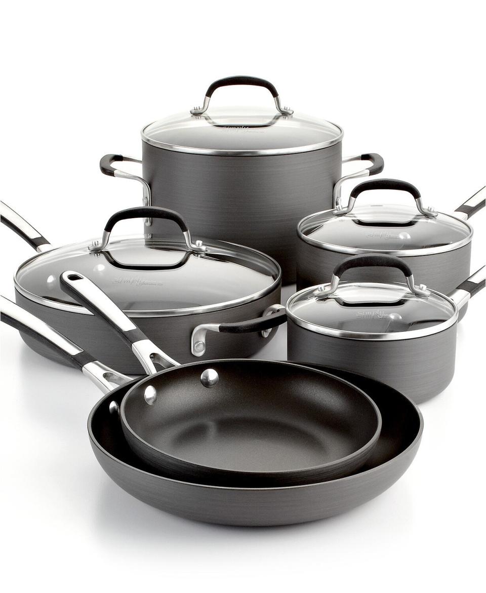 From Calphalon, this cookware set includes two different-sized omelette pans and sauce pans. The pots and pans in this set are meant to be quick-heating to save you time and non-stick for an easy clean up. <a href="https://fave.co/2IRnkk3" target="_blank" rel="noopener noreferrer">Originally $250, get the set now for $100 at Macy's</a>.
