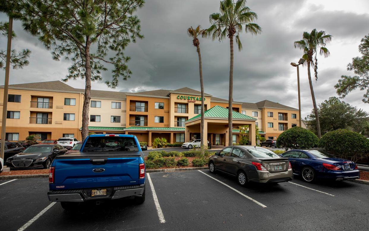 Residents from Florida's West Coast were seeking shelter from advancing Hurricane Idalia were taking refuge Tuesday at the Courtyard Marrott hotel and other lodgings in Lakeland.