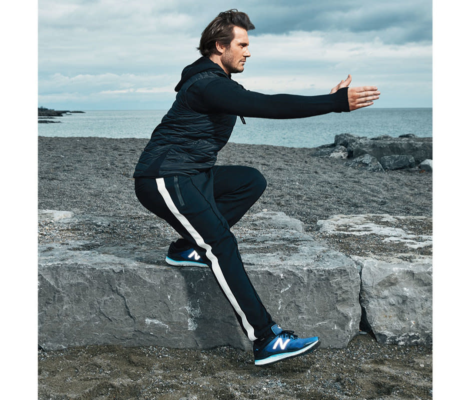 How to do it:<ol><li>As a progression to the pistol squat, stand parallel to a ledge with one foot hanging off.</li><li>Extend arms and the free leg out in front of you.</li><li>Bend your working knee, hinging at hips, to lower into a squat.</li><li>Keeping your back straight and torso upright, as you try to touch your working hamstring to the calf.</li><li>Squeeze glutes and drive through heels to stand. Repeat on the other side. When you progress, stand on a flat surface and repeat the above steps.</li></ol>Target areas:<ul><li>hip abductors</li><li>calves</li><li>glutes</li><li>hamstrings</li></ul>Pro tip:<p>Start with 3-5 sets of assisted pistol squats–using a chair or box–before moving to unassisted.</p>Variation:<p>This move can be done with weight, but it's recommended to master the assisted and unweighted versions before moving to this stage.</p>