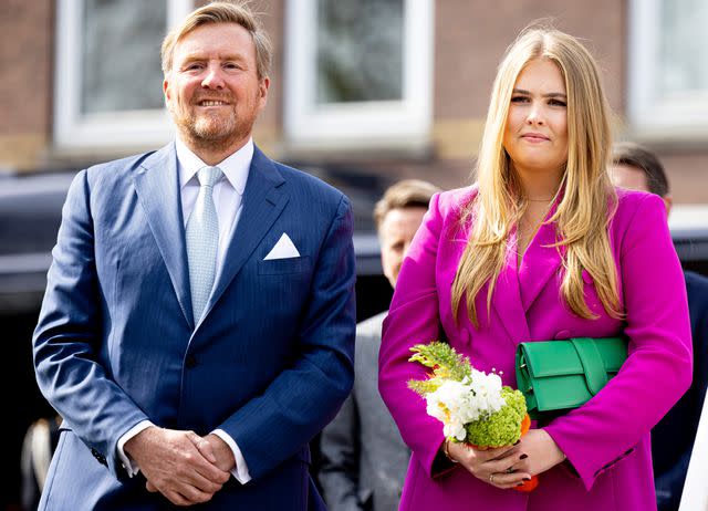 <p>Patrick van Katwijk/Getty</p> King Willem-Alexander of The Netherlands with Princess Catharina-Amalia of The Netherlands