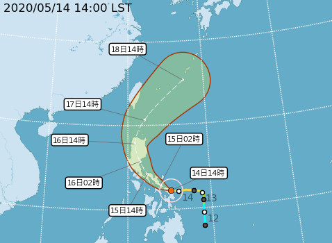 明白天飆36度 颱風黃蜂周日最近台灣降雨熱區曝光（中央氣象局）