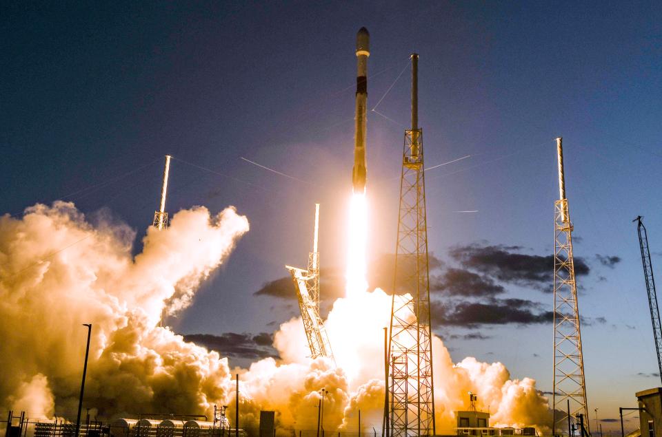 A SpaceX Falcon 9 lifts off from Cape Canaveral Space Force Station Saturday, October 8, 2022. The rocket is carrying Intelsat G33 and 34, a pair of commercial communications satellites.  Craig Bailey/FLORIDA TODAY via USA TODAY NETWORK