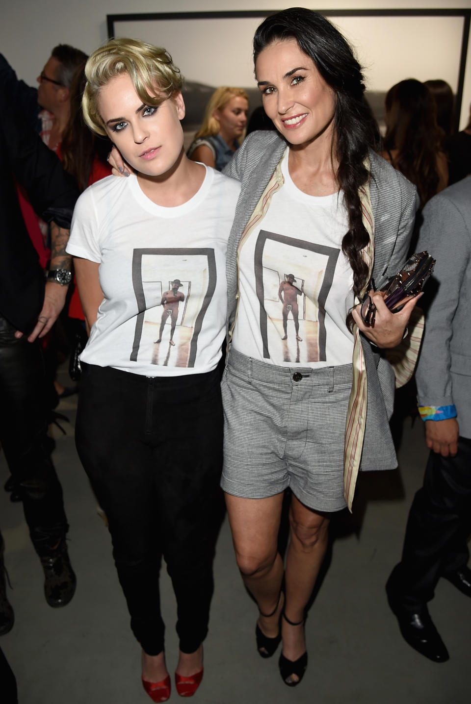 <p>The mother-daughter duo twinned with matching NSFW T-shirts at the Brian Bowen Smith Wildlife show in West Hollywood, California.</p>