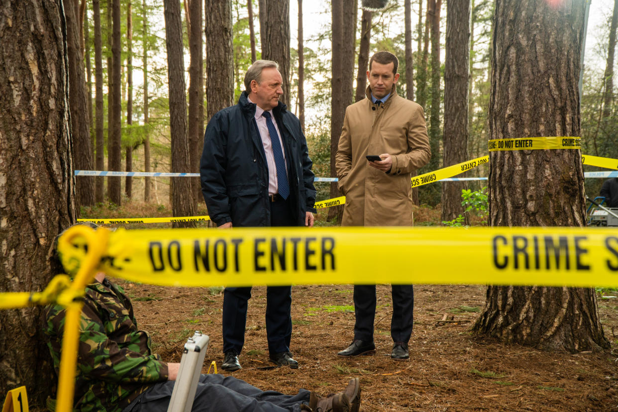 Bentley Productions for ITV and ITVX

Midsomer Murders SR23, Ep1: ITV, ITVX.

The Blacktrees Prophesy 

Pictured: NEIL DUDGEON as DCI John Barnaby and NICK HENDRIX as DS Jamie Winter.

This photograph is (C) Bentley Productions and can only be reproduced for editorial purposes directly in connection with the programme or event mentioned above, or ITV plc. This photograph must not be manipulated [excluding basic cropping] in a manner which alters the visual appearance of the person photographed deemed detrimental or inappropriate by ITV plc Picture Desk.  This photograph must not be syndicated to any other company, publication or website, or permanently archived, without the express written permission of ITV Picture Desk. Full Terms and conditions are available on the website www.itv.com/presscentre/itvpictures/terms

For further information please contact:
Patrick.smith@itv.comÂ 07909906963                         