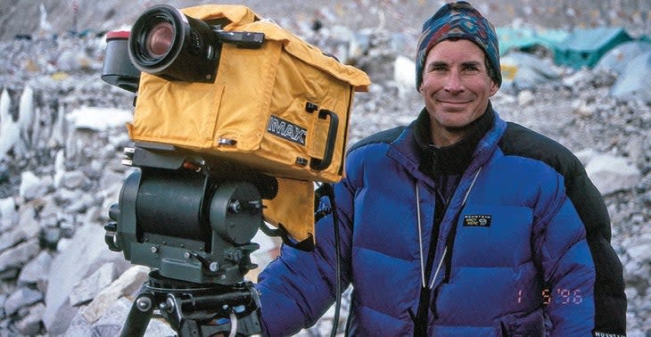 <span class="article__caption">David Breashears filming on Everest in 1996.</span> (Photo: Robert Schauer)