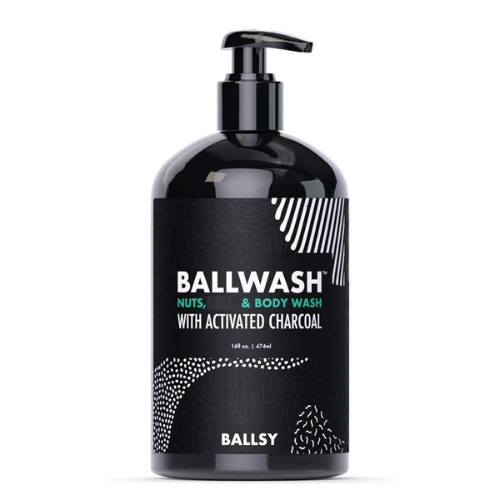 Ballsy's Ballwash with charcoal against white background