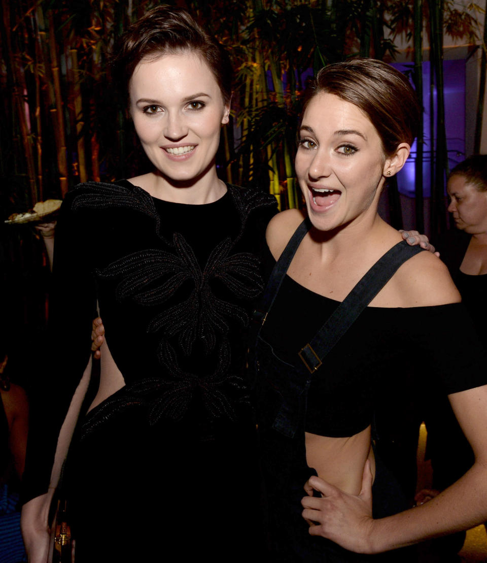 LOS ANGELES, CA - MARCH 18:  Writer Veronica Roth (L) and actress Shailene Woodley pose at the after party for the premiere of Summit Entertainment's 'Divergent' at The Armand Hammer Museum on March 18, 2014 in Los Angeles, California.  (Photo by Kevin Winter/Getty Images)