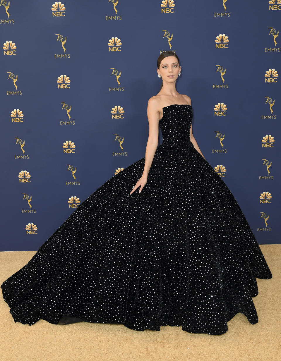 Angela Sarafyan arrives at the 70th Primetime Emmy Awards on Monday, Sept. 17, 2018, at the Microsoft Theater in Los Angeles. (Photo by Richard Shotwell/Invision/AP)