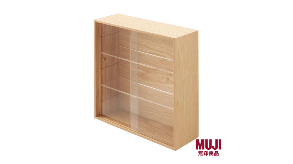 MUJI Wooden Display Case With Sliding Doors. (Photo: Shopee SG)