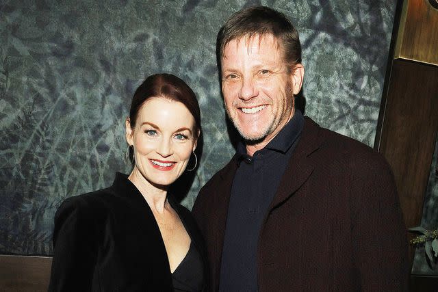 <p>Amy Graves/Getty</p> Laura Leighton and Doug Savant in January 2020 in Toluca Lake, California.