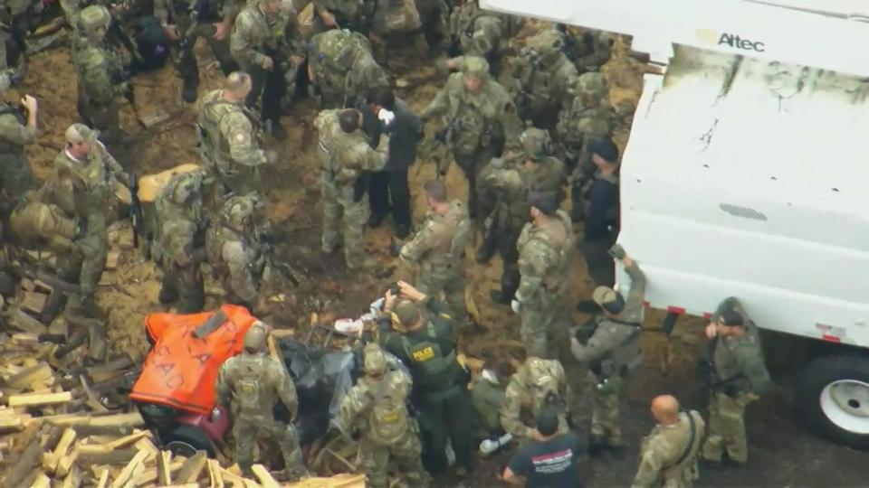 Danelo Cavalcante is captured by law enforcement in Pennsylvania on Wednesday, Sept. 13, 2023 as a manhunt for the escaped Chester County Prisoner entered its 14th day. / Credit: Chopper 3/CBS News Philadelphia