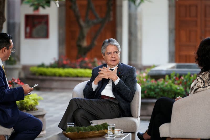 FILE PHOTO: Ecuadorean President Guillermo Lasso sits for an interview, in Quito