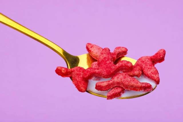 The menstrual-themed cereal has been created to raise awareness of the lack of conversations about periods in the home. (INTIMINA) 