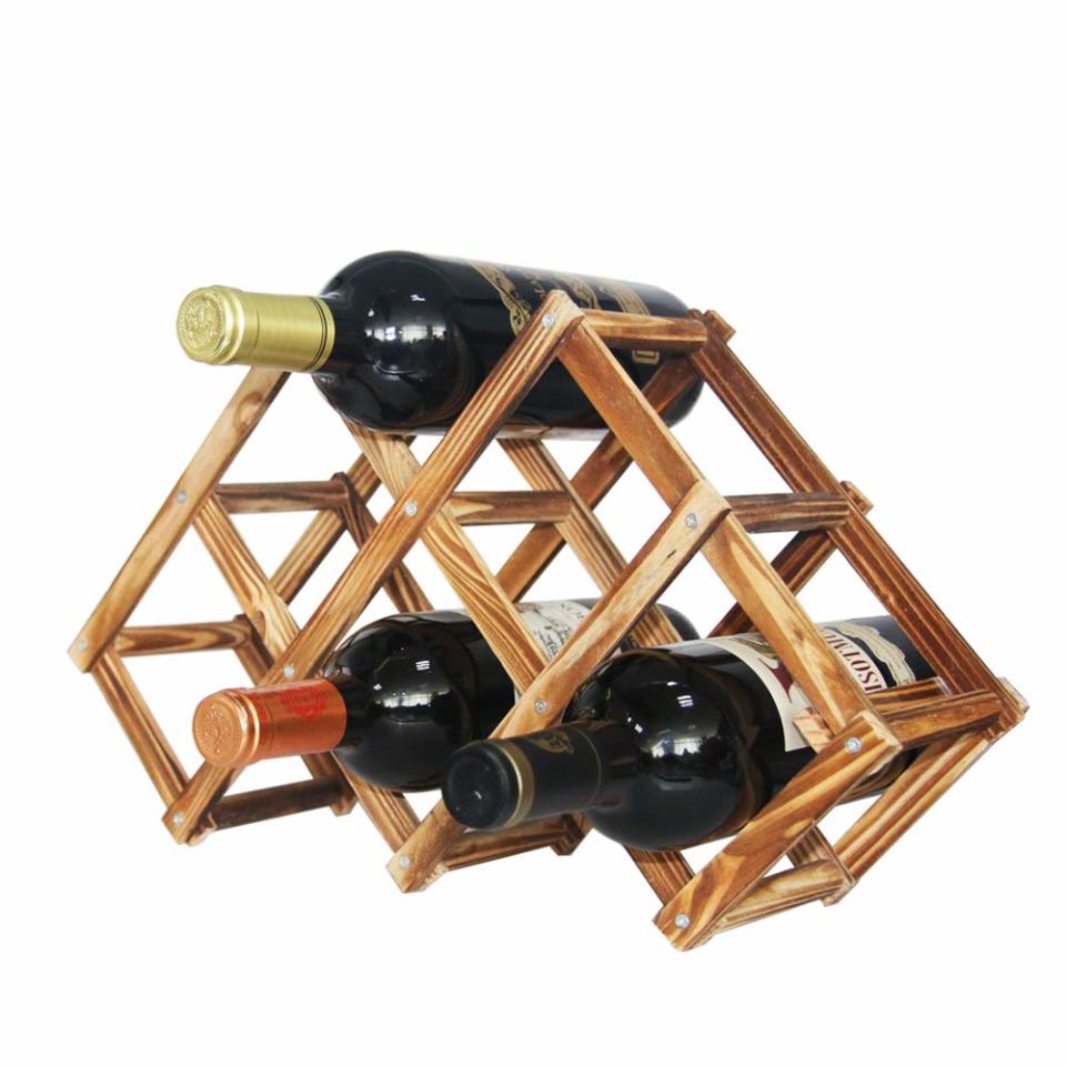 Muglio Foldable Wooden Wine Holder. (Photo: Amazon)