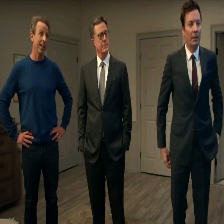 Seth Meyers, Stephen Colbert, and Jimmy Fallon