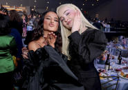 <p>Also in attendance, Becky G and Kim Petras strike a playful pose at the Billboard Women in Music event on March 1. </p>