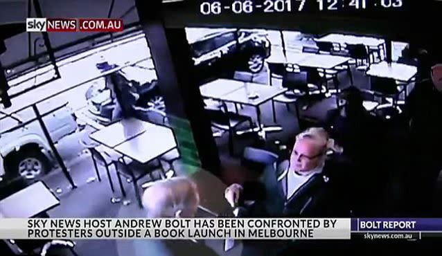 Andrew Bolt was attacked on Melbourne's Lygon Street. Source: Sky News