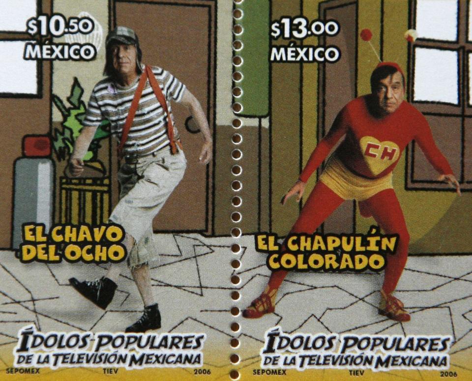 A 2006 stamp commemorating Roberto Gomez Bolanos as El Chapulin Colorado