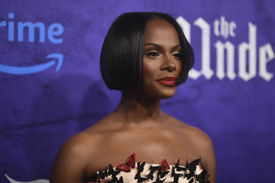 Tika Sumpter arrives at the world premiere of "The Underdoggs" on Tuesday, Jan. 23, 2024, at The Culver Theater in Culver City, Calif. (Photo by Richard Shotwell/Invision/AP)