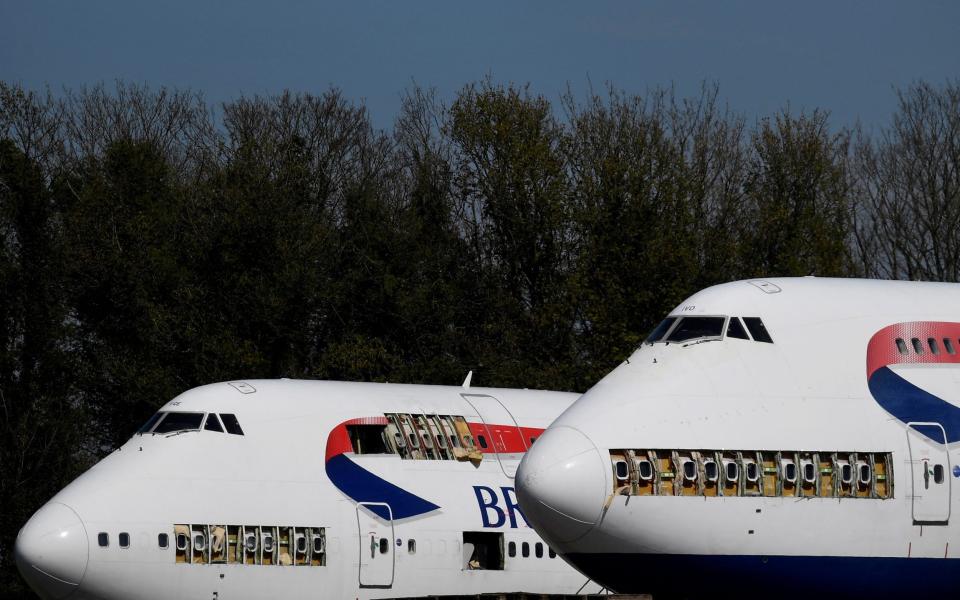 A pair of decommissioned BA 747s at Cotswolds Airport - Reuters