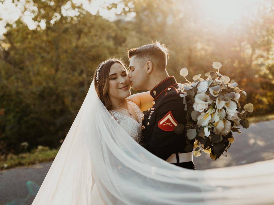 Faith Roberts and her husband, Tyler, on their wedding day.