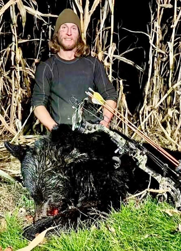 Honesdale's own Shane Rickard harvested the fifth bear of his hunting career using a Mathews compound bow. He took the shot from about 45 yards while hunting in Oregon Township.