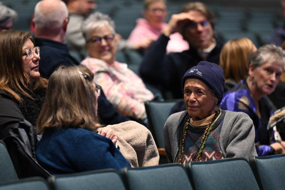 Members of the Central Bucks School District community wait for the start of the school board meeting Tuesday, Nov. 14, 2023.