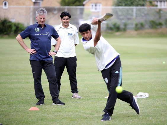 Waugh helped with a training session (Getty Images for Laureus)