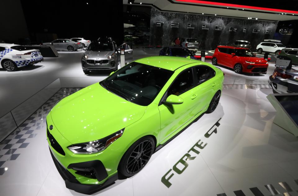 A Kia Forte GT is displayed at the North American International Auto Show in Detroit, Michigan, U.S., January 15, 2019. REUTERS/Brendan McDermid