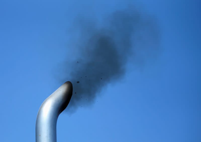 A truck engine is tested for pollution near the Mexican-U.S. border in Otay Mesa, California