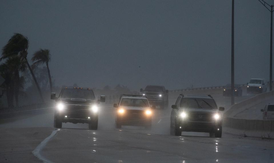 Visibility along Cape Coral Parkway was reduced on Tuesday, June 11, 2024, as traffic weaved through persistent rain.