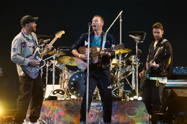 Coldplay headline Day Four of Glastonbury Festival 2024 on June 29, 2024 in Glastonbury, England.  - Credit: Samir Hussein/WireImage