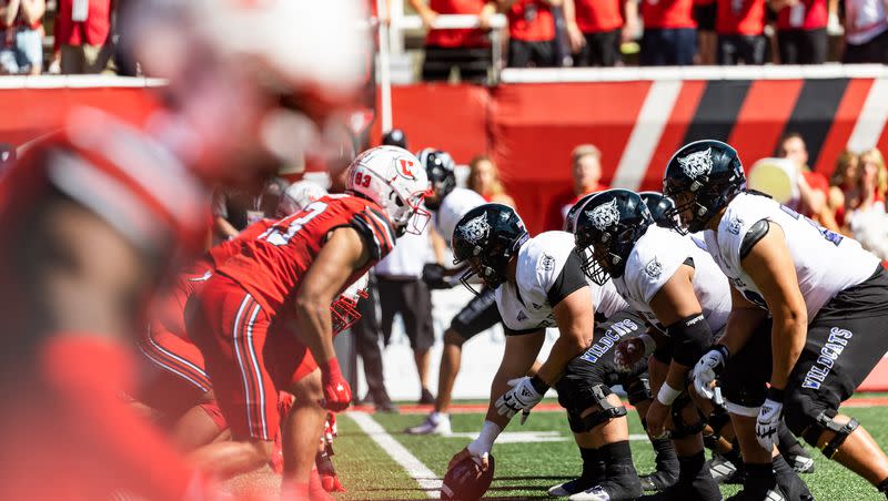 The Utah Utes play football against the Weber State Wildcats at Rice-Eccles Stadium in Salt Lake City on Saturday, Sept. 16, 2023.