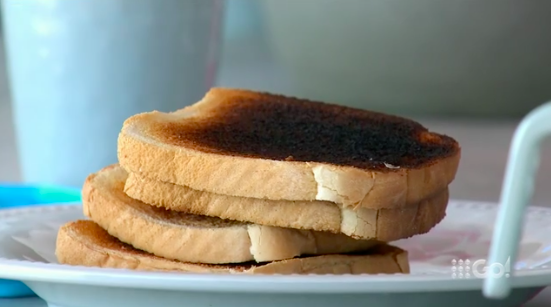 Only 0.021% of humans enjoy their toast at this level of burnt, and none of them are in the villa. Source: Nine