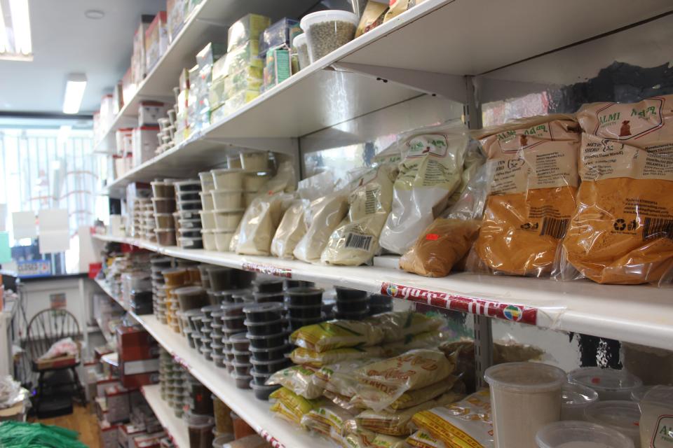 Merkato Ethiopian Market & Grocery has walls that are packed full of traditional spices and seasonings.