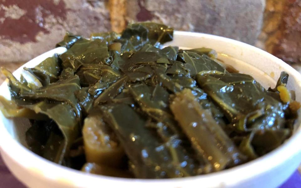 Collard greens served at Table of Love, a Southern soul food restaurant, in Hopewell, Va.