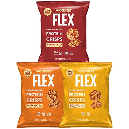 Popcorners Flex Energy Protein Crisps, Sampler Variety Pack 10g Protein Per Serving, 3 Flavor,…