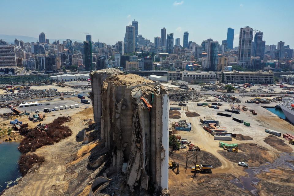 A general view of the site of the Beirut blast, a year on from the tragedy (Reuters)