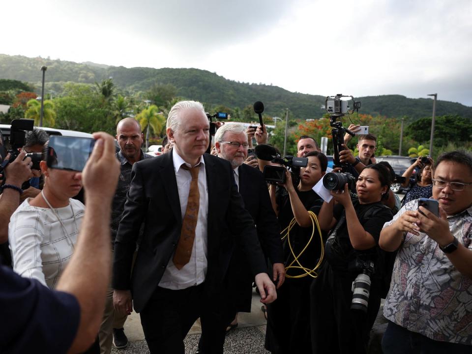 WikiLeaks founder Julian Assange arrives at the US district court in Saipan, June 26, 2024 (REUTERS/Kim Hong-Ji)
