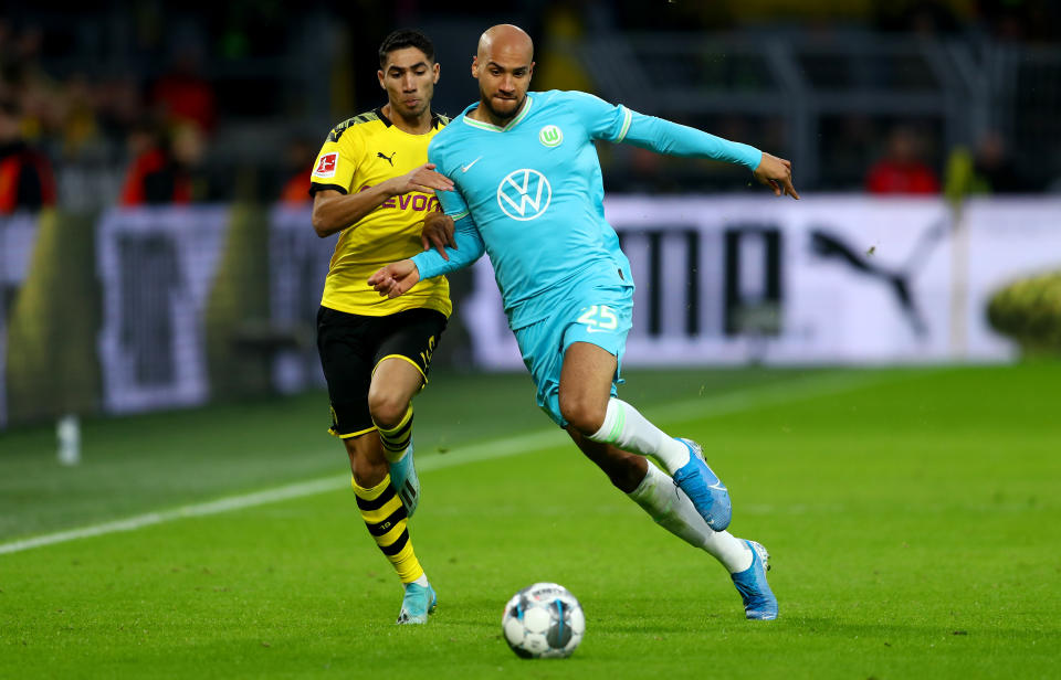 The return of John Brooks (right) for Wolfsburg is good news for the U.S. men's national team. (Lars Baron/Getty)