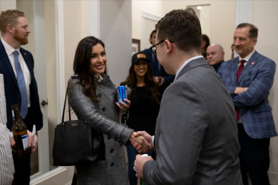 Kyle Rittenhouse shakes hands with Rep-elect Anna Paulina Luna (R-Fla.). (Courtesy of Second Amendment Caucus)