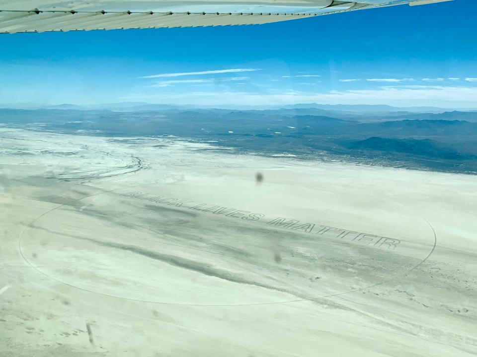 A pilot, Nick Howard, discovered the message "Black Lives Matter" written into the surface of the Black Rock Desert playa on July 10, 2020.
