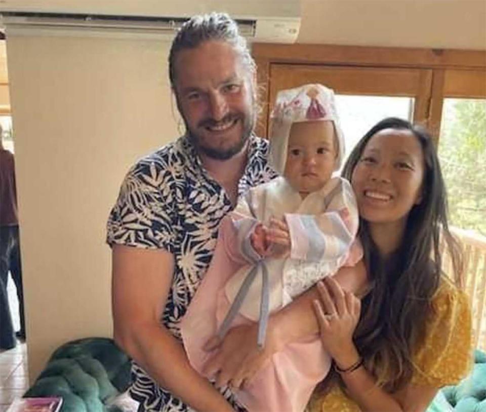 John Gerrish is pictured with his partner Ellen Chung and their one year old daughter Miju.