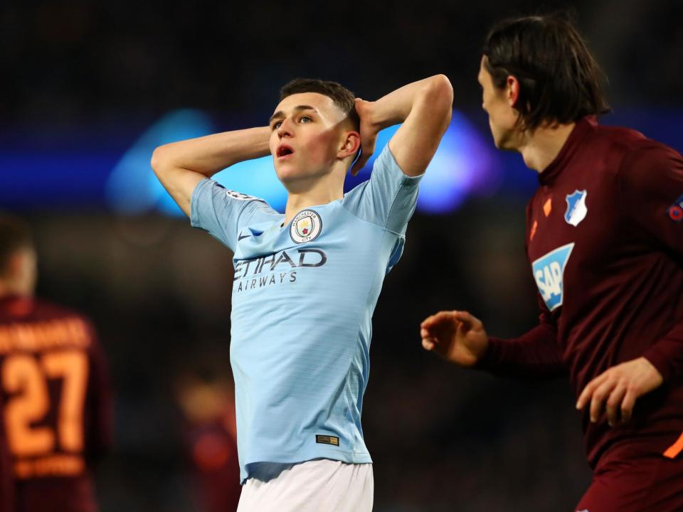 Phil Foden twice went close to scoring his first Etihad goal: Getty