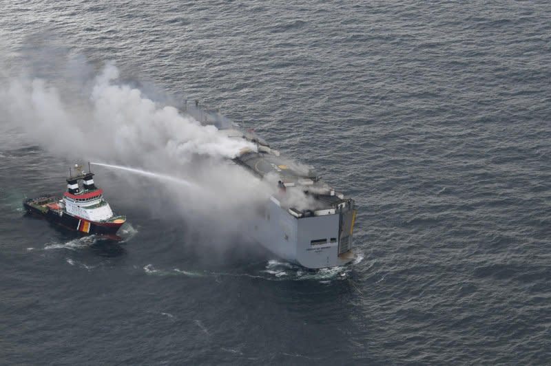 Injured crew members were lifted from the ship by helicopter to receive medical treatment as some inhaled smoke or sustained other injuries as the boat was evacuated, a Netherlands Coast Guard spokesperson said. Photo courtesy Netherlands Coast Guard