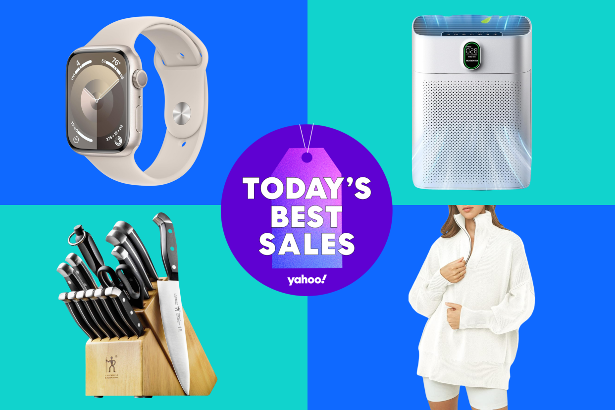 Apple Watch Series 9, Morento air purifier, Henckels knife set, Anrabess sweater