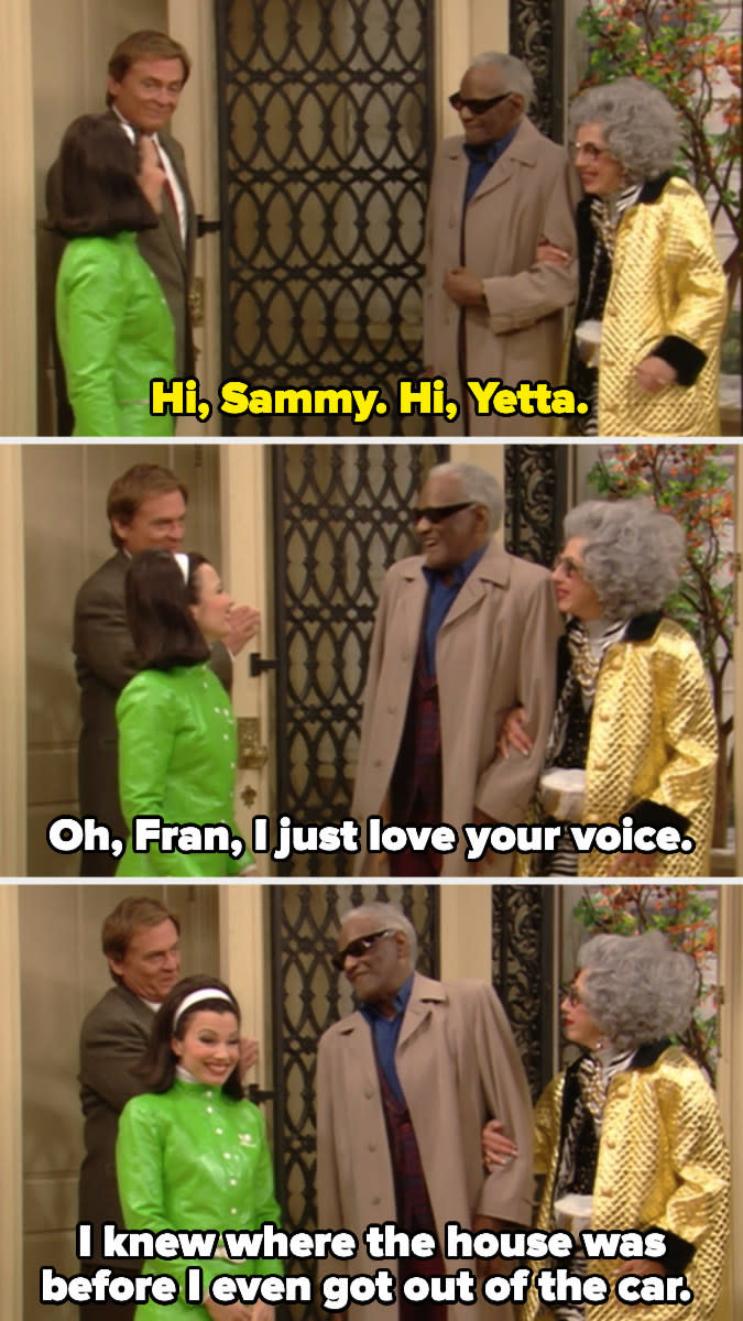 Ray Charles as Sammy telling Fran how much he loves her voice