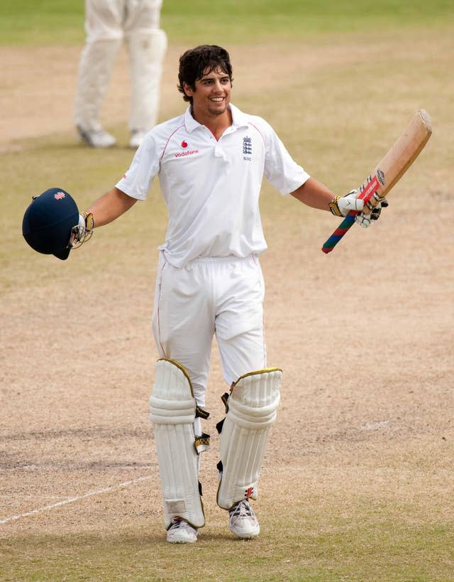 Alastair Cook celebrates reaching his century