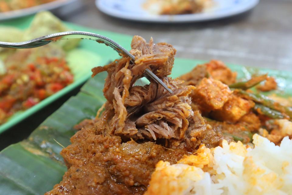 best-rated nasi padang - beef rendang closeup